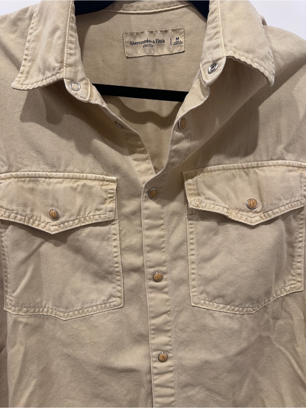 Abercrombie & Fitch Khaki Western Denim Shirt w/ Pearl Snaps - Picture 2 of 5
